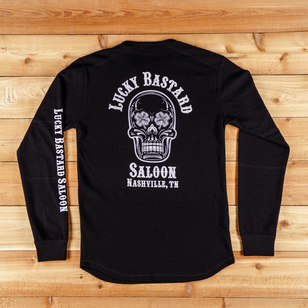 A LBS Thermal Shirt - Black with a skull on it.