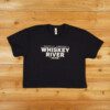 Black Crop Tee front WRS crop tee in black color and a brown background