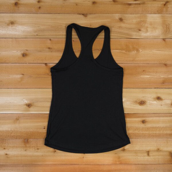 A WRS Tank Top - Black on a wooden floor.