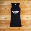 A black tank top with the words whiskey river on it.