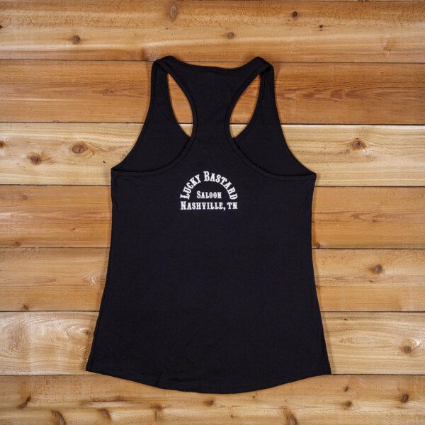 A black tank top with the words " ladies ' boudoir " on it.